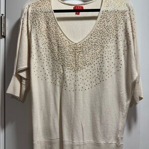 Elle Women's Cream Sweatshirt with Gold Details